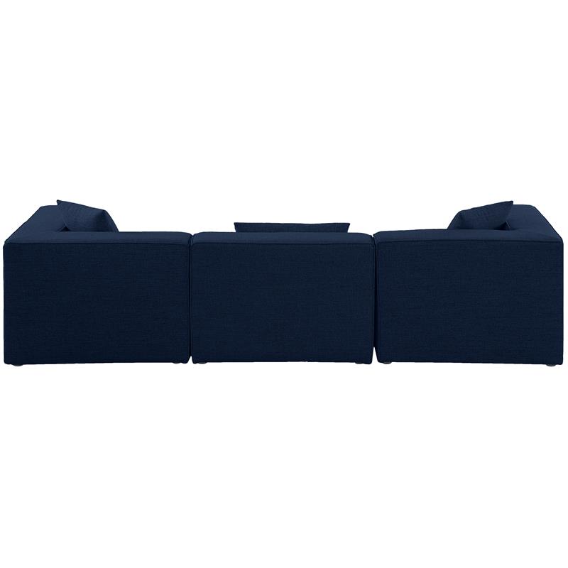 Bowery Hill Contemporary Upholstered Navy Durable Linen Modular Sofa