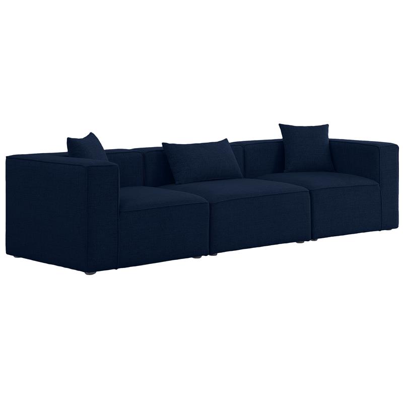 Bowery Hill Contemporary Upholstered Navy Durable Linen Modular Sofa