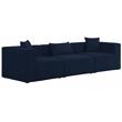 Bowery Hill Contemporary Upholstered Navy Durable Linen Modular Sofa