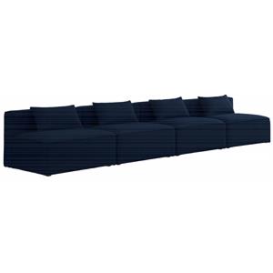 Bowery Hill Contemporary Upholstered Navy Durable Linen Modular Sofa