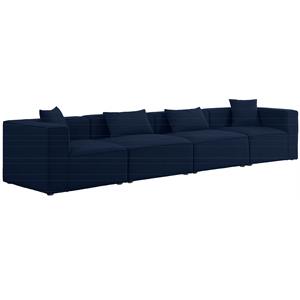 Bowery Hill Contemporary Upholstered Navy Durable Linen Modular Sofa