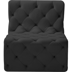 Bowery Hill Contemporary Deep Button Tufted Soft Black Velvet Armless Chair