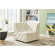 Bowery Hill Contemporary Deep Button Tufted Soft Cream Velvet Corner Chair