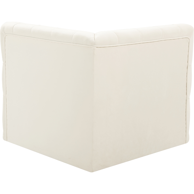 Bowery Hill Contemporary Deep Button Tufted Soft Cream Velvet Corner Chair