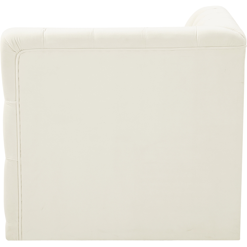 Bowery Hill Contemporary Deep Button Tufted Soft Cream Velvet Corner Chair
