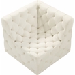 Bowery Hill Contemporary Deep Button Tufted Soft Cream Velvet Corner Chair
