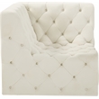Bowery Hill Contemporary Deep Button Tufted Soft Cream Velvet Corner Chair