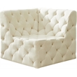 Bowery Hill Contemporary Deep Button Tufted Soft Cream Velvet Corner Chair