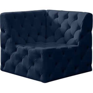 Bowery Hill Contemporary Deep Button Tufted Soft Navy Velvet Corner Chair