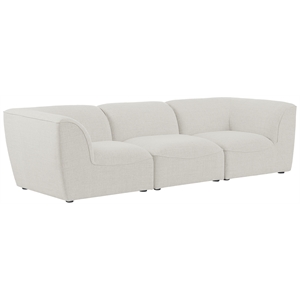 Bowery Hill Contemporary Upholstered Cream Durable Linen Textured Modular Sofa