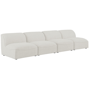 Bowery Hill Contemporary Upholstered Cream Durable Linen Textured Modular Sofa