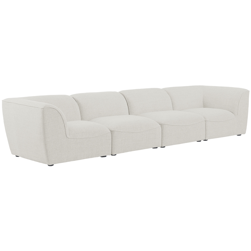 Bowery Hill Contemporary Upholstered Cream Durable Linen Textured Modular Sofa