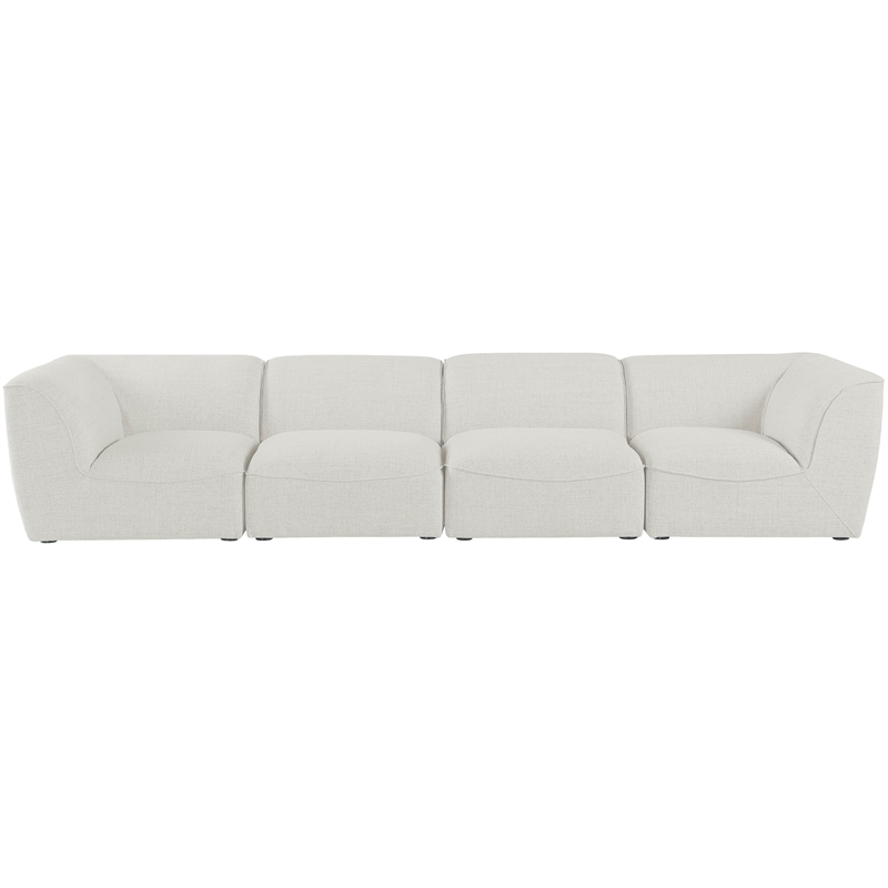 Bowery Hill Contemporary Upholstered Cream Durable Linen Textured Modular Sofa