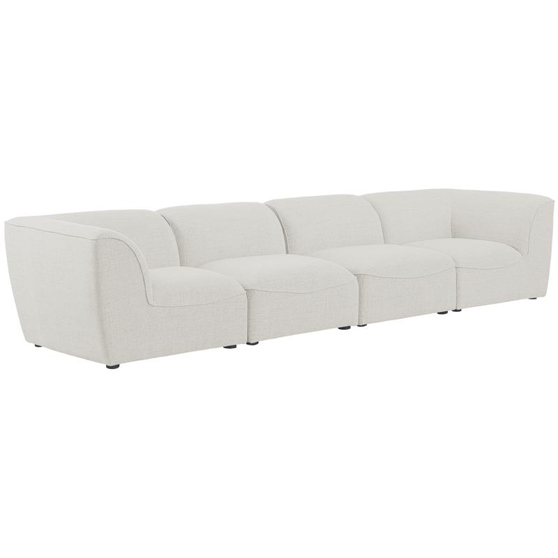 Bowery Hill Contemporary Upholstered Cream Durable Linen Textured Modular Sofa