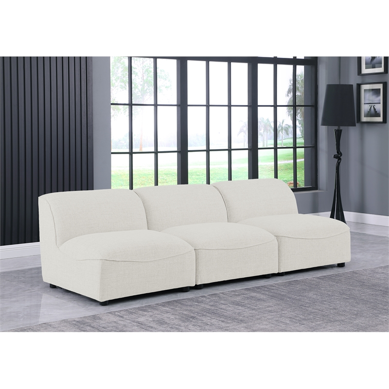 Bowery Hill Contemporary Upholstered Cream Durable Linen Textured Modular Sofa