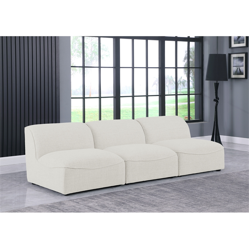 Bowery Hill Contemporary Upholstered Cream Durable Linen Textured Modular Sofa