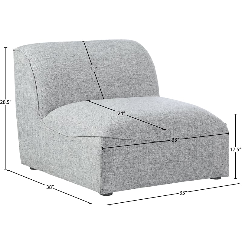 Bowery Hill Contemporary Upholstered Grey Durable Linen Textured Armless