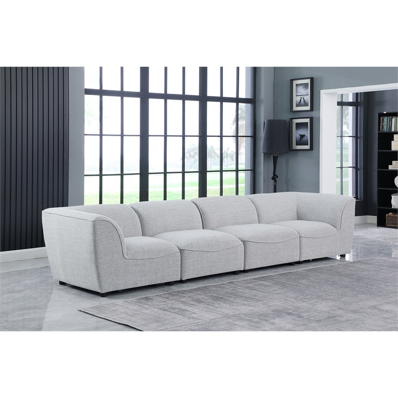 Bowery Hill Contemporary Upholstered Grey Durable Linen Textured Modular Sofa