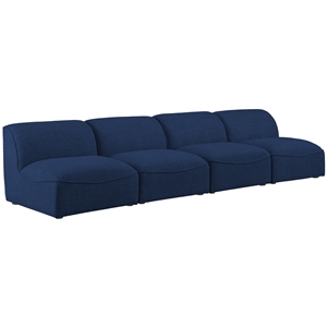 Bowery Hill Contemporary Upholstered Navy Durable Linen Textured Modular Sofa