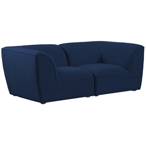 Bowery Hill Contemporary Upholstered Navy Durable Linen Textured Modular Sofa