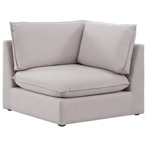 Bowery Hill Contemporary Upholstered Beige Durable Linen Textured Corner
