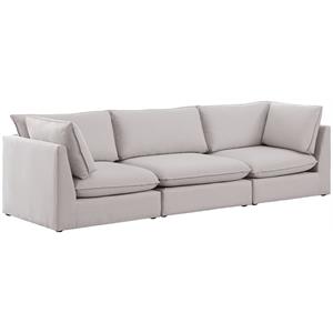 Bowery Hill Contemporary Upholstered Beige Durable Linen Textured Modular Sofa