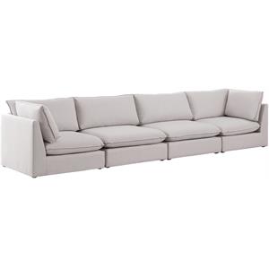 Bowery Hill Contemporary Upholstered Beige Durable Linen Textured Modular Sofa