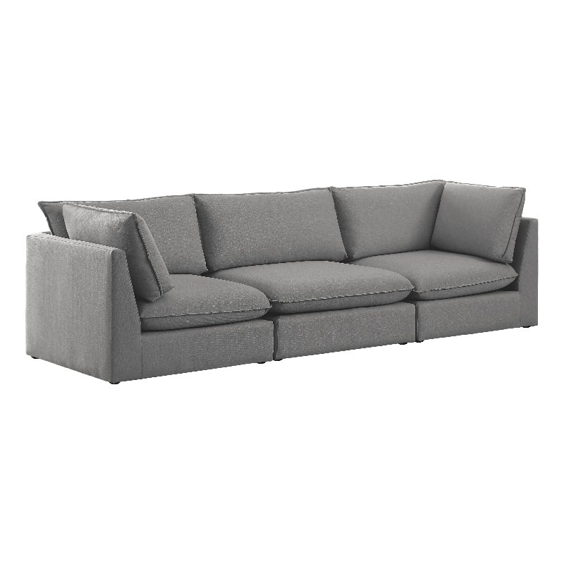 Bowery Hill Contemporary Upholstered Grey Durable Linen Textured Modular Sofa
