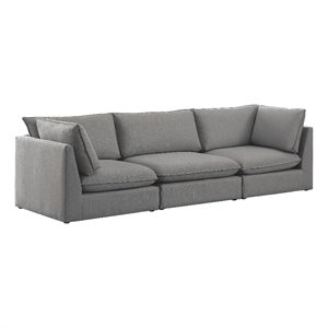 Bowery Hill Contemporary Upholstered Grey Durable Linen Textured Modular Sofa