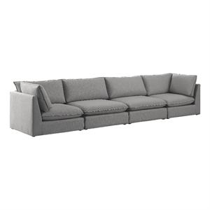 Bowery Hill Contemporary Upholstered Grey Durable Linen Textured Modular Sofa