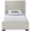Bowery Hill Contemporary Beige Linen Textured Fabric Twin Bed