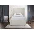 Bowery Hill Contemporary Beige Linen Textured Fabric Twin Bed