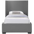 Bowery Hill Contemporary Grey Linen Textured Fabric Twin Bed
