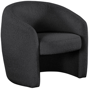 Bowery Hill Contemporary Rich Black Boucle Fabric Accent Chair