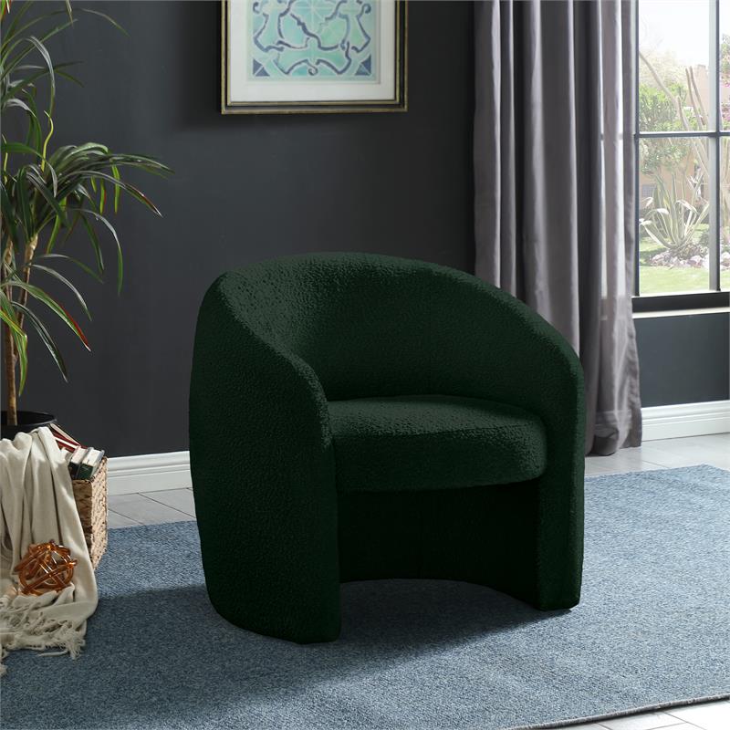 Bowery Hill Contemporary Rich Green Boucle Fabric Accent Chair