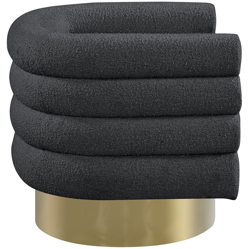 Bowery Hill Contemporary Black Boucle Fabric Swivel Accent Chair