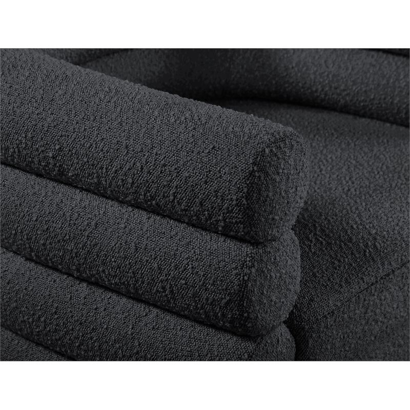 Bowery Hill Contemporary Black Boucle Fabric Swivel Accent Chair