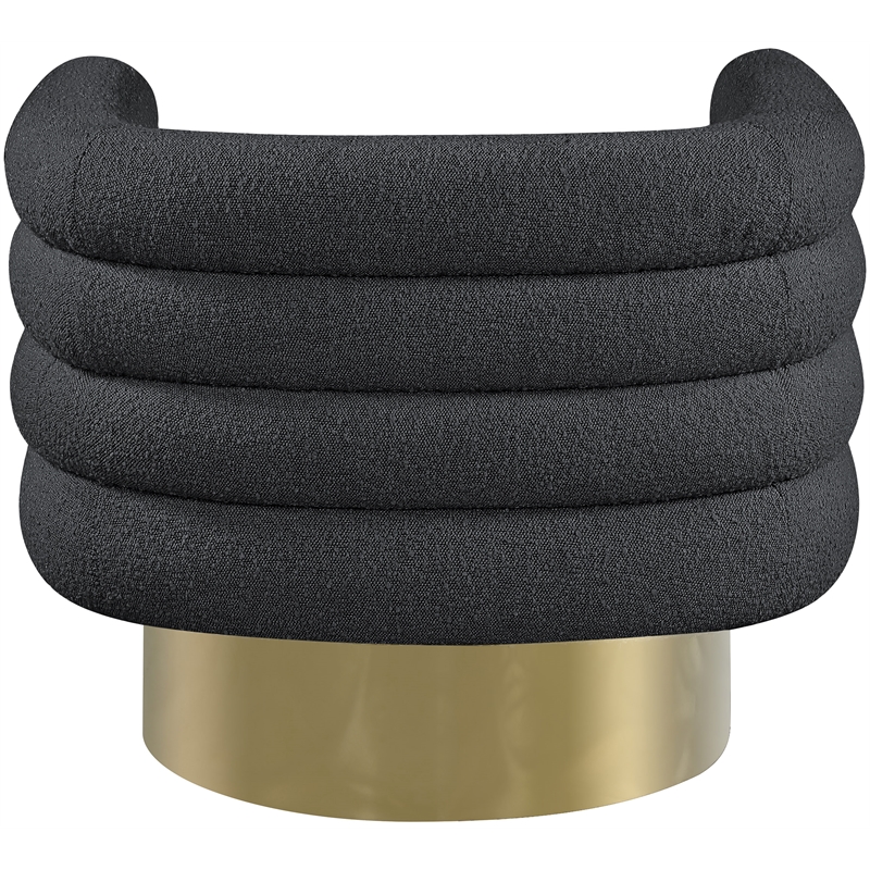 Bowery Hill Contemporary Black Boucle Fabric Swivel Accent Chair