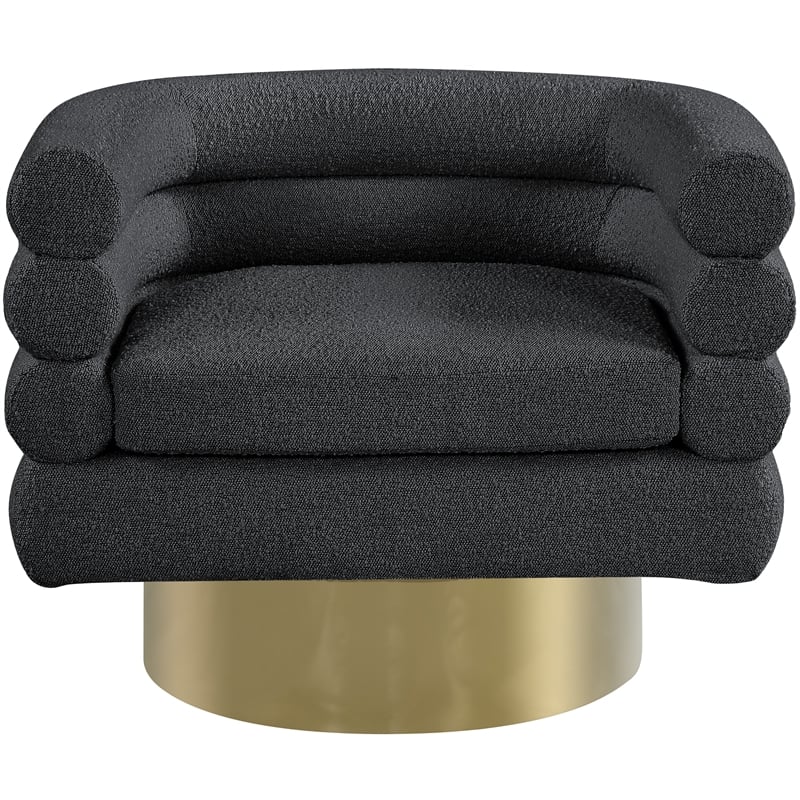 Bowery Hill Contemporary Black Boucle Fabric Swivel Accent Chair