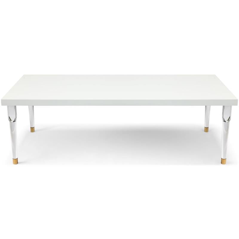 Bowery Hill Modern / Contemporary White Dining Table with Rich Acrylic Legs