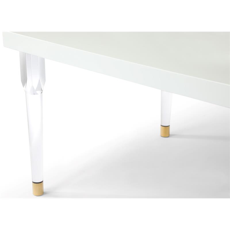 Bowery Hill Modern / Contemporary White Dining Table with Rich Acrylic Legs