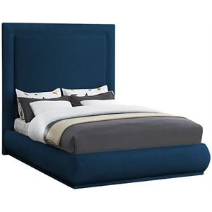 Bowery Hill Contemporary Navy Linen Textured Fabric King Bed