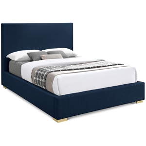 Bowery Hill Contemporary Navy Linen Textured Fabric Full Bed