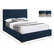 Bowery Hill Contemporary Navy Linen Textured Fabric King Bed