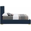 Bowery Hill Contemporary Navy Linen Textured Fabric King Bed