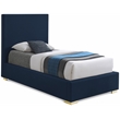 Bowery Hill Contemporary Navy Linen Textured Fabric Twin Bed