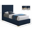 Bowery Hill Contemporary Navy Linen Textured Fabric Twin Bed
