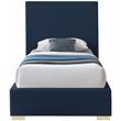 Bowery Hill Contemporary Navy Linen Textured Fabric Twin Bed