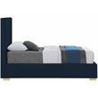 Bowery Hill Contemporary Navy Linen Textured Fabric Twin Bed