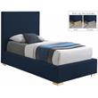 Bowery Hill Contemporary Navy Linen Textured Fabric Twin Bed